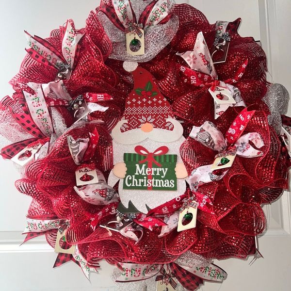 santa gnome wreath christmas wreath 26” handmade