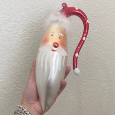 Vintage 11” Large Handblown Fur Hat Santa Christmas Holiday Ornament