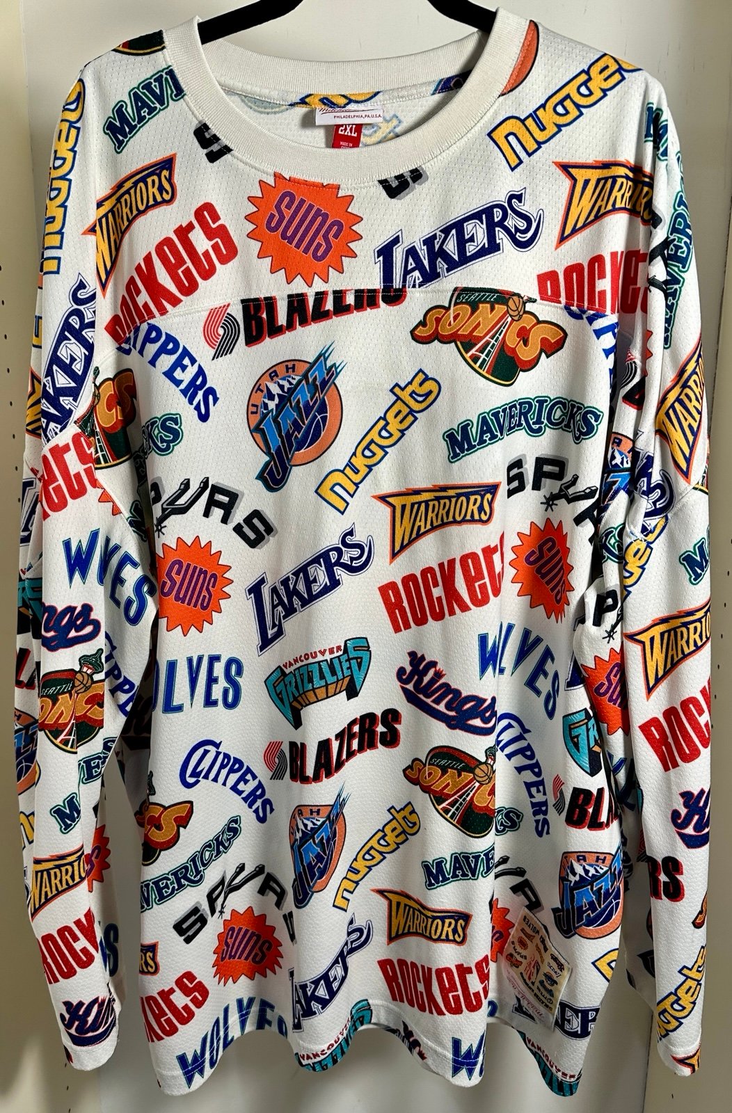 Mitchell & Ness NBA Allover Western Conference Long Sleeve Basketball Jersey