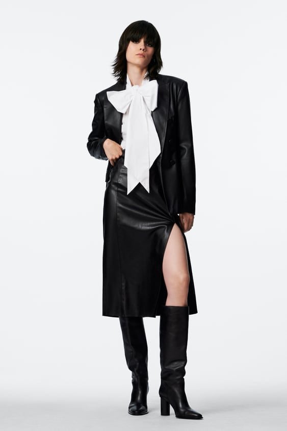 Zara FAUX LEATHER PENCIL SKIRT