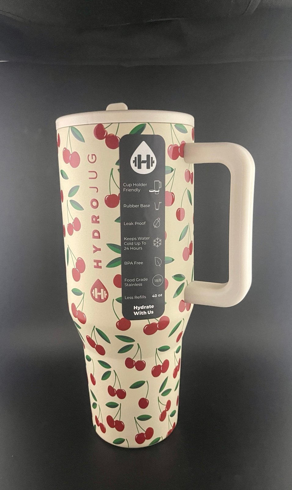 New Hydrojug traveler Cherries Cherry 40oz tumbler