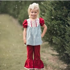 18 month HTF Darling Mae ricrac & ruffles Christmas Santa set