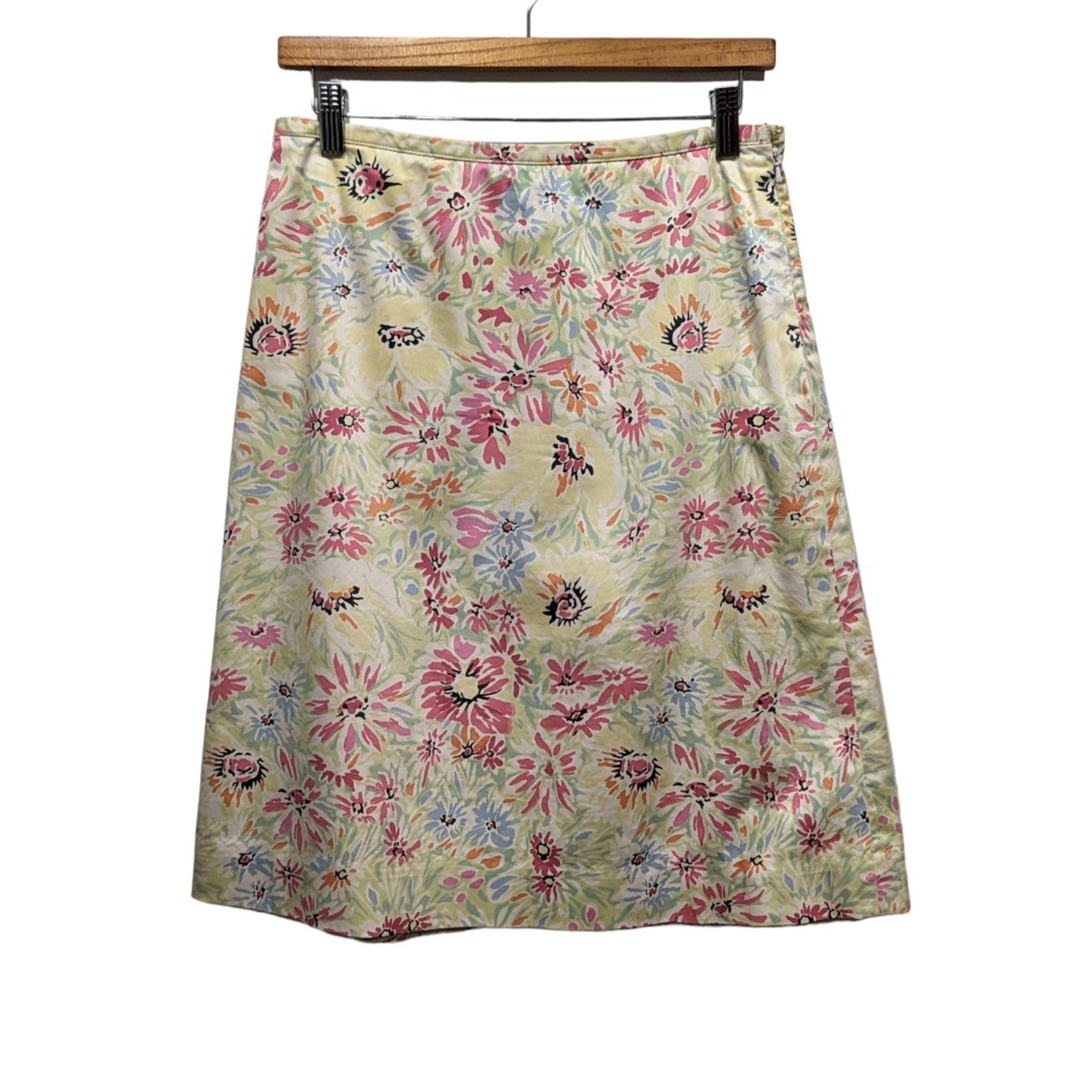 Brooks Brothers 346 Cotton Pastel Floral A-Line Midi Skirt, 4