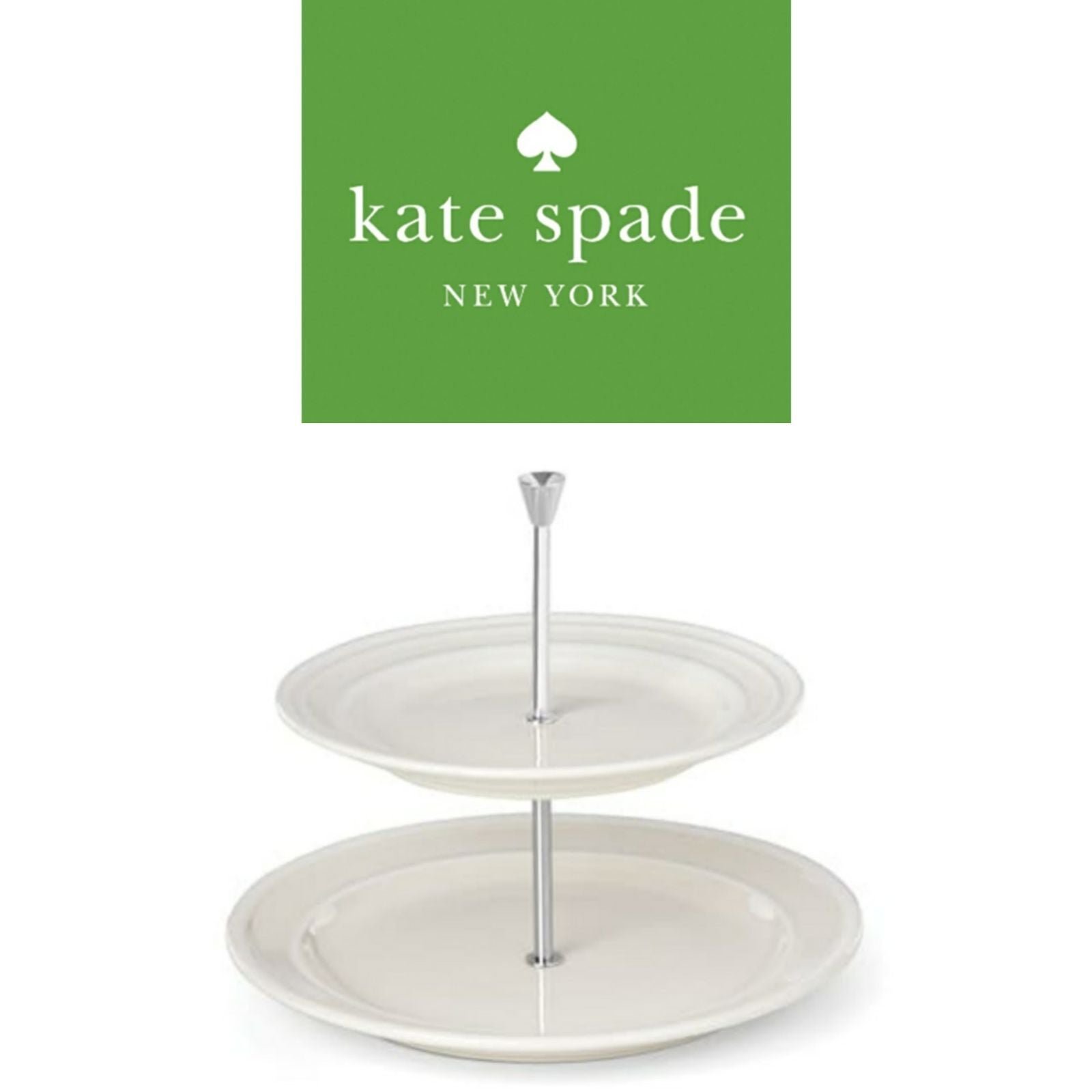 New! Kate Spade New York, Lenox, Sculpted Stripe Tiered Server, White