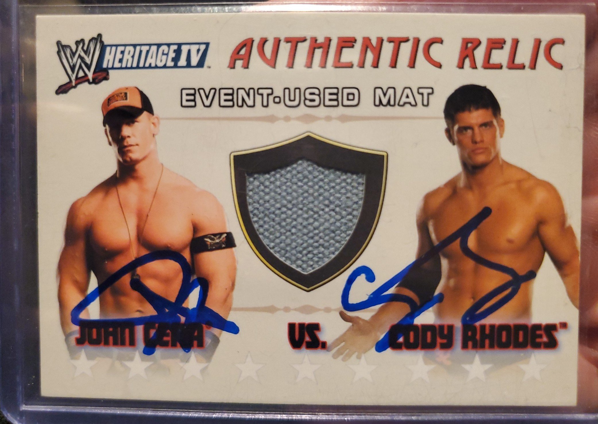 WWE JOHN CENA CODY RHODES HAND SIGNED RELIC CARD 2008