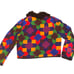 Vintage Michael Simon Geometric Granny Quilt Retro Womens Sweater Cardigan Med.