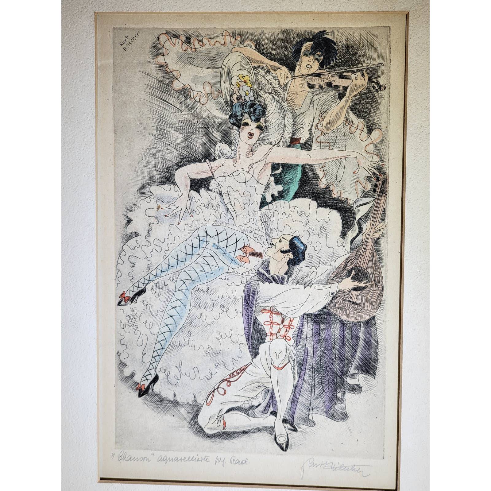 Kurt Hilscher, Signed, Hand Colored Lithograph, 11 x15\ 