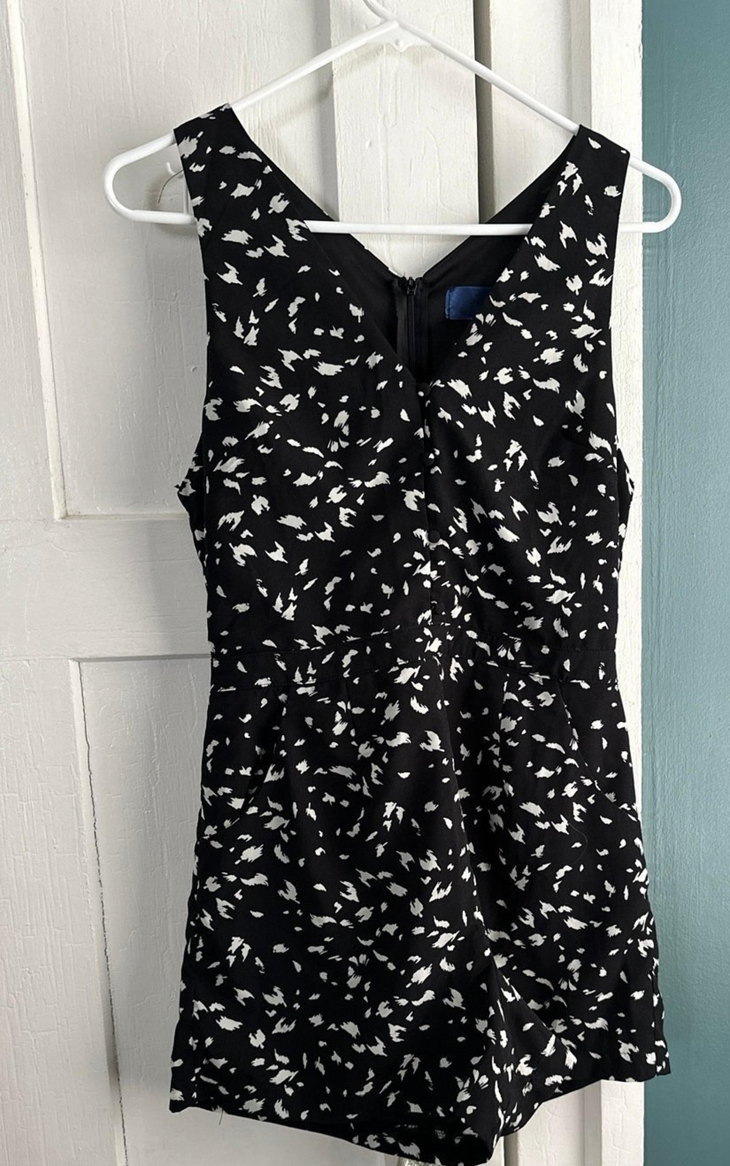 Blue Rain Black and White Romper Small