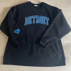 Kiloh + Co Detroit Applique Embroidered Signature Oversized Crew