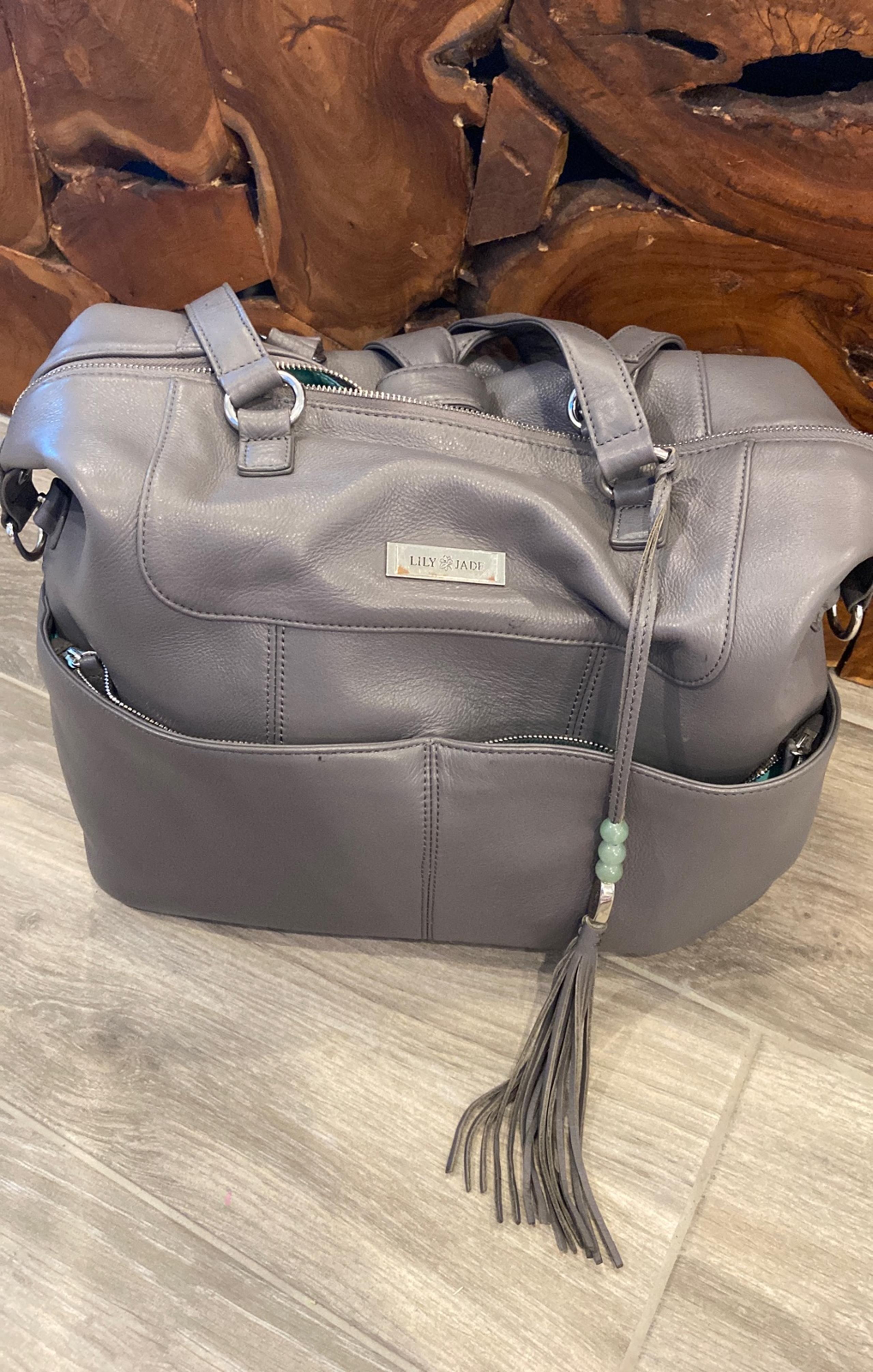 lily jade gray Shaylee Leather Diaper Bag