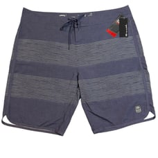 TravisMathew Check Mate Board Short 38W 9.5 Blue Stripe Drawstring Stretch NEW
