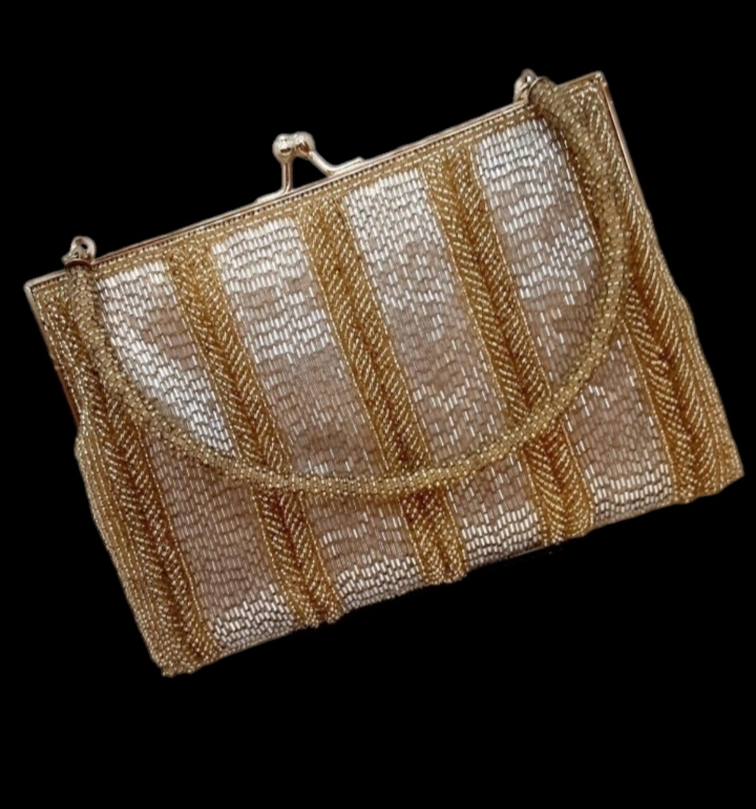 Walberg Glass Beaded Evening Bag, Purse, Vintage 1950s, Excellent Condition