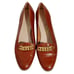 Salvatore Ferragamo Loafers Low Heel Pumps Gold Chain Detail Brown Womens Size 7