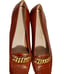 Salvatore Ferragamo Loafers Low Heel Pumps Gold Chain Detail Brown Womens Size 7