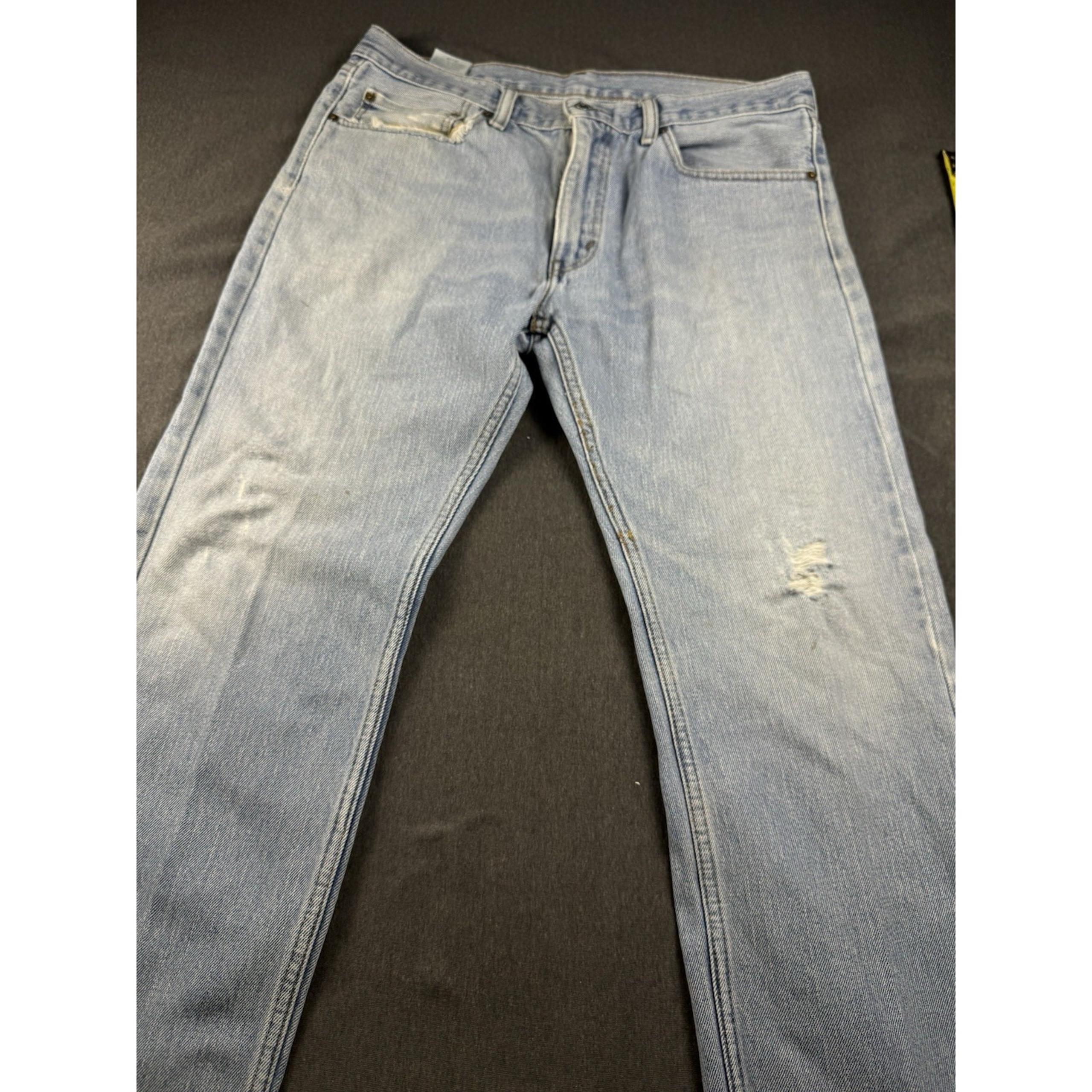 Vtg Levis 505 Jeans Mens 34 x 29 Regular Fit Light Blue  Denim Distressed Y2K