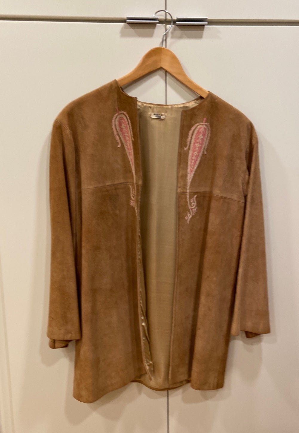 Vintage suede jacket with paisley embroidery