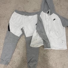 Nike Tech Fleece Jogger Sweatpant XL & Windrunner Zip Hoodie L Set White/Grey