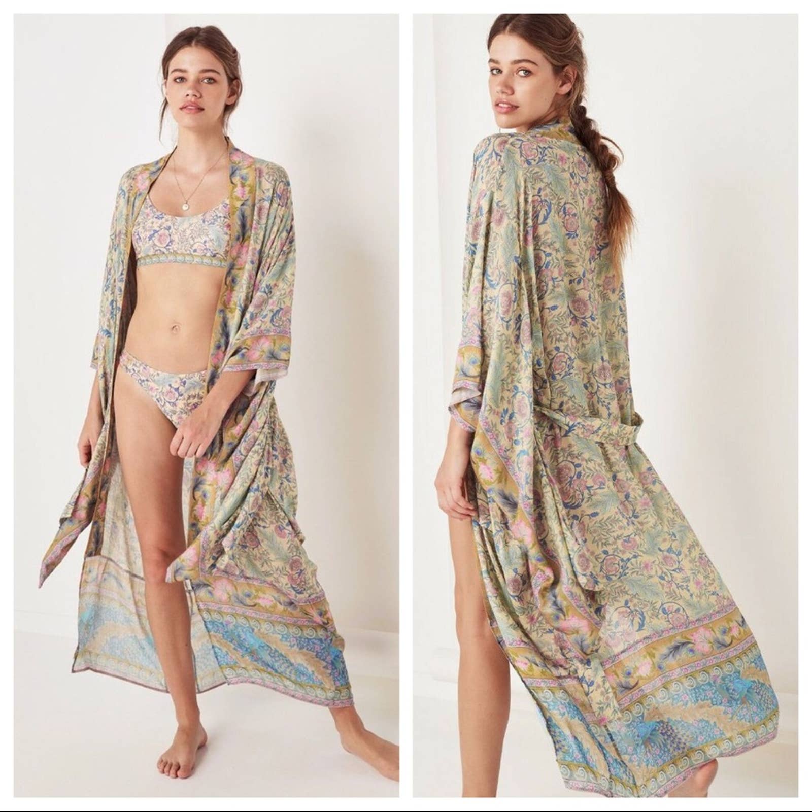 NEW OASIS FLORAL KIMONO COVERUP ROBE M L