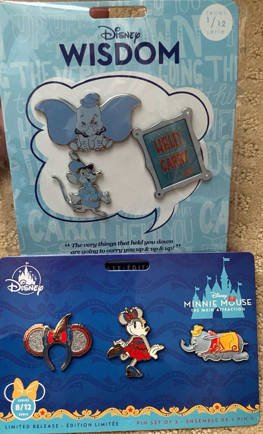 Disney Wisdom and Minnie Mouse Main Attraction Dumbo Limited Edition PIN SETS