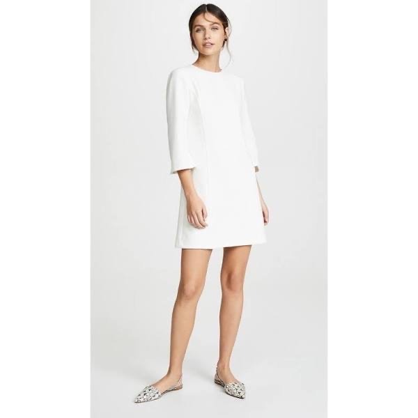 Alice + Olivia NEW Mini Shift Dress Flared 3/4 Sleeve Off White Size 8 MSRP 330