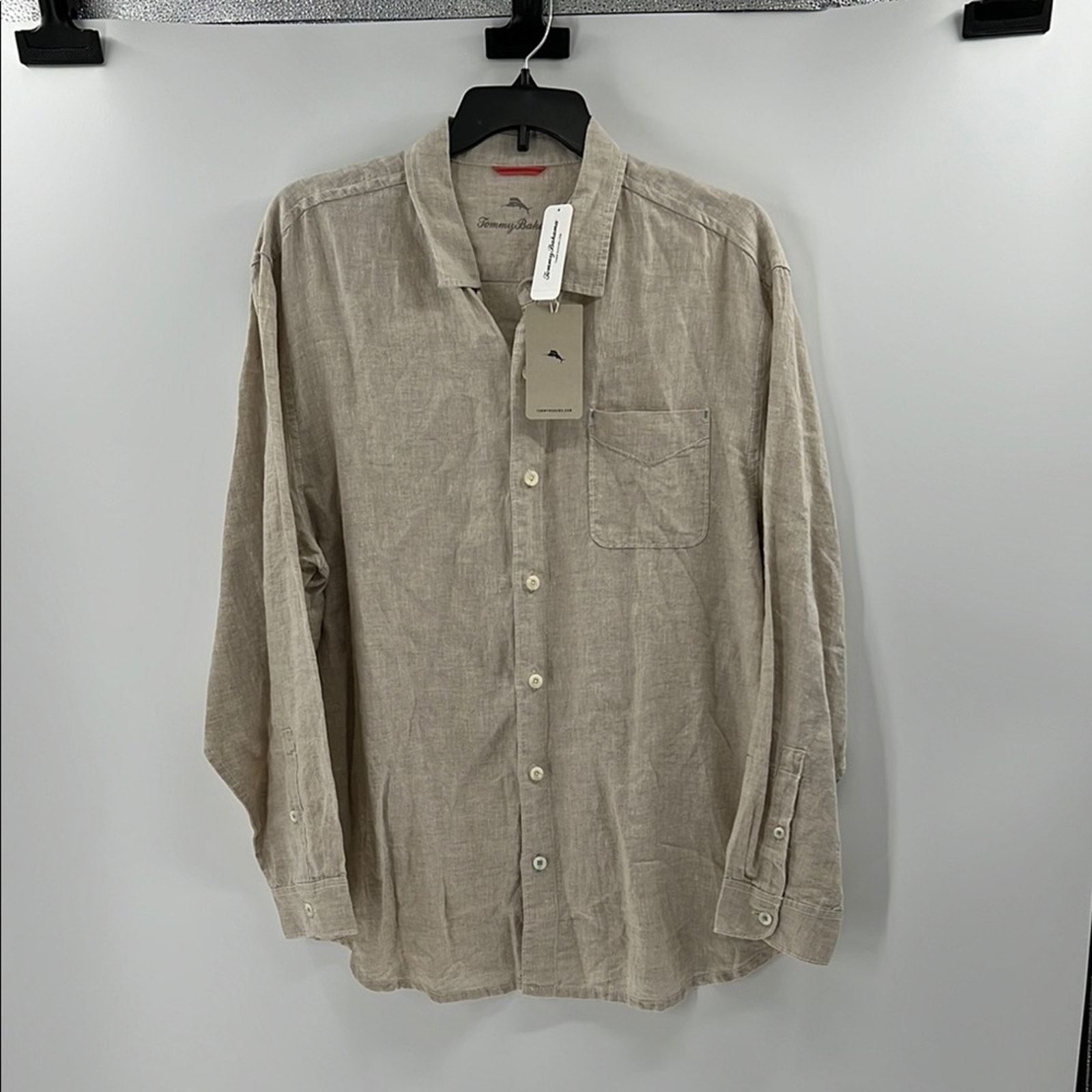 Tommy Bahama Men's L/S Sea Glass Breezer Linen Button Shirt - Natural - 1XLB NWT