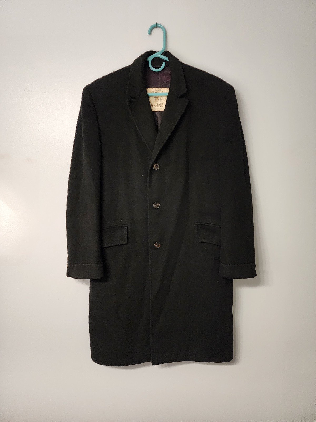 100% Mongolian Cashmere Black Trench Coat