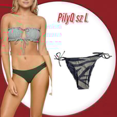 PQ PILYQ Ruched Bandeau top stitched full bottom and side tie Bottom Bikini Set