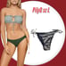 PQ PILYQ Ruched Bandeau top stitched full bottom and side tie Bottom Bikini Set
