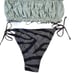 PQ PILYQ Ruched Bandeau top stitched full bottom and side tie Bottom Bikini Set