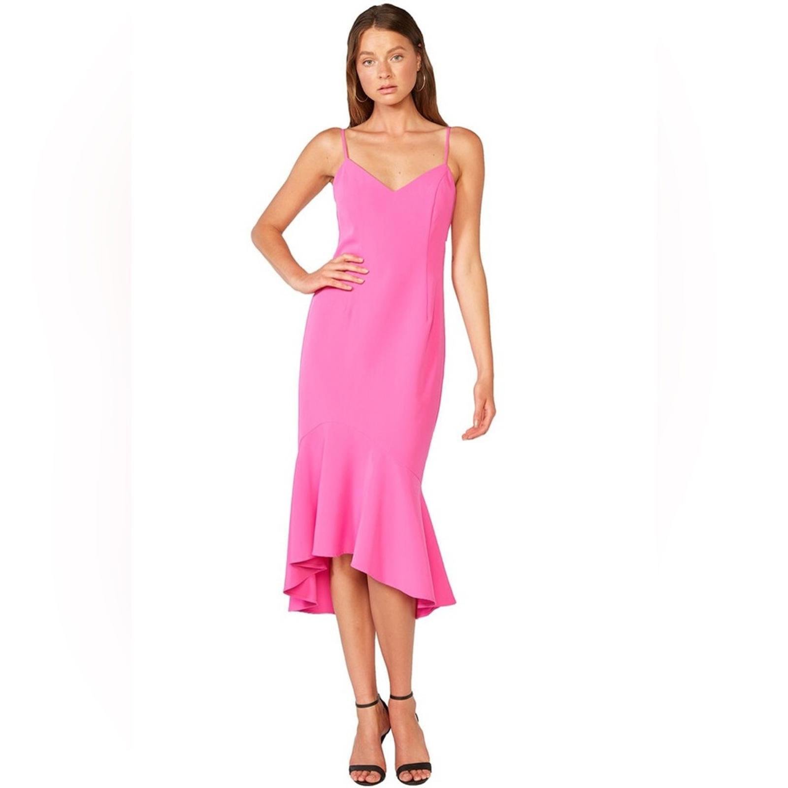 NWT Bardot Lisandra Shock Pink Magenta Ruffle Midi Dress- Size 6