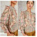 Ulla Johnson Lara Silk Metallic Printed Paisley Floral Blouse Top Ivory/Pink