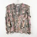 Ulla Johnson Lara Silk Metallic Printed Paisley Floral Blouse Top Ivory/Pink
