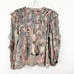 Ulla Johnson Lara Silk Metallic Printed Paisley Floral Blouse Top Ivory/Pink