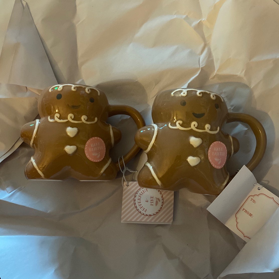 2 TJX Peppermint and Pine Gingerbread Mugs & Candy Canister