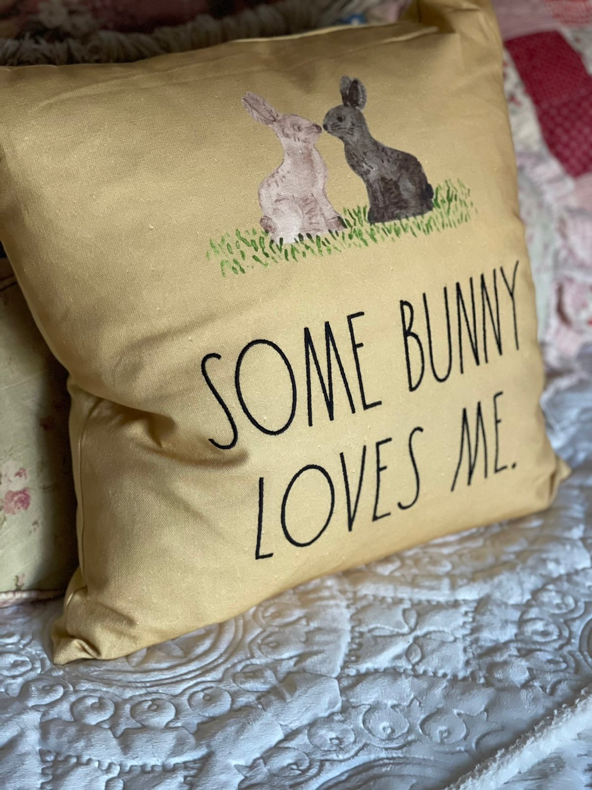 Rae Dunn Some Bunny Loves Me Easter Spring Pillow