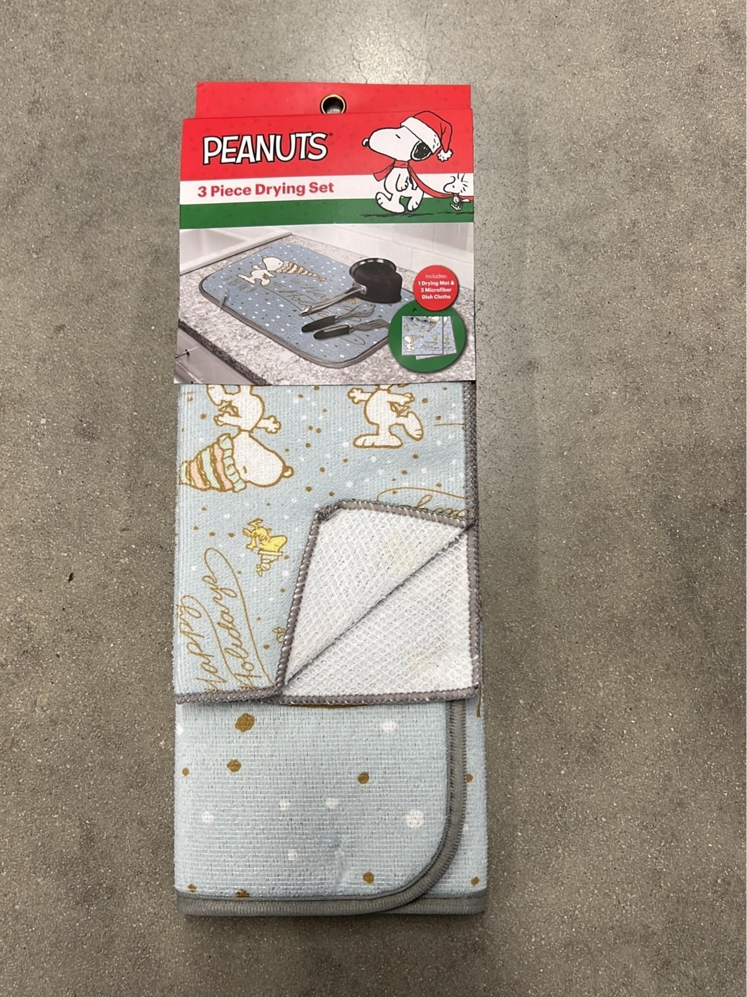 Snoopy Christmas Kitchen Drying Set 3pcs Dish Drying Mat