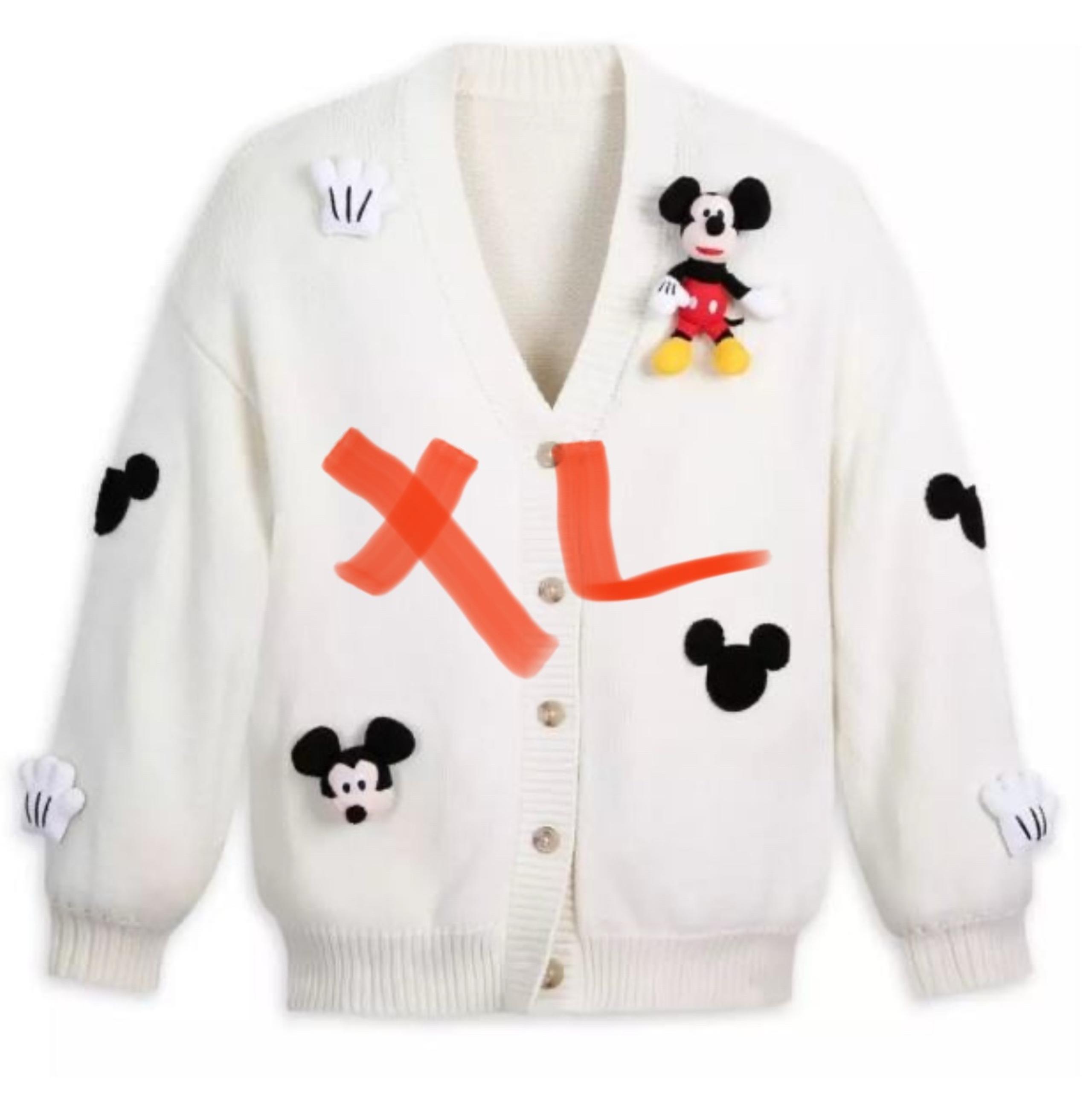 Disney Parks Mickey Mouse Cardigan Sweater with Plush Appliqué for Women (XL)