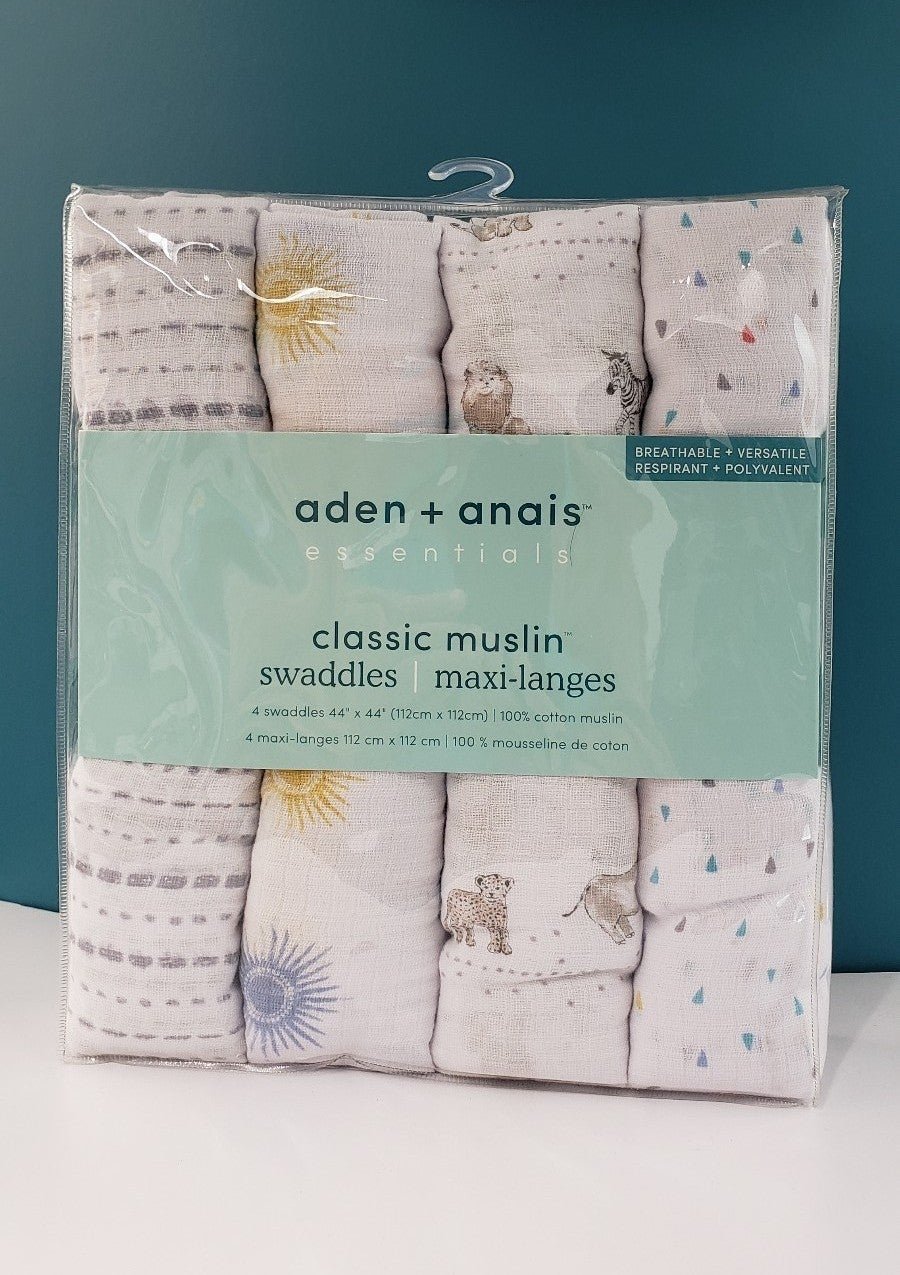 Aden + Anais - SUNSHINE 4pk Swaddle Blanket - 100% Cotton Muslin - 44' L × 44' W