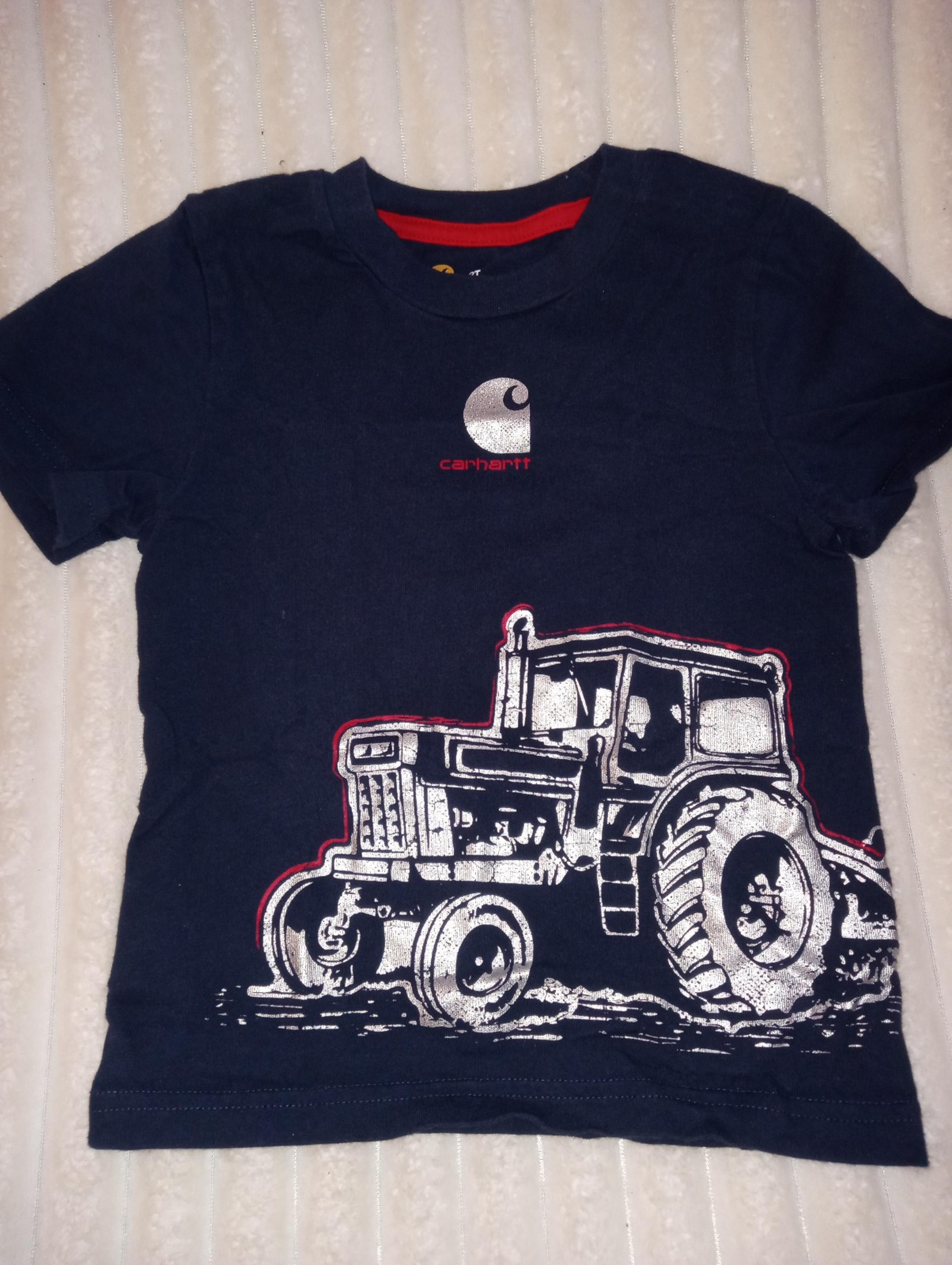 Carhartt T-shirt Toddler Boys Size 3T Short Sleeves Navy Blue Truck