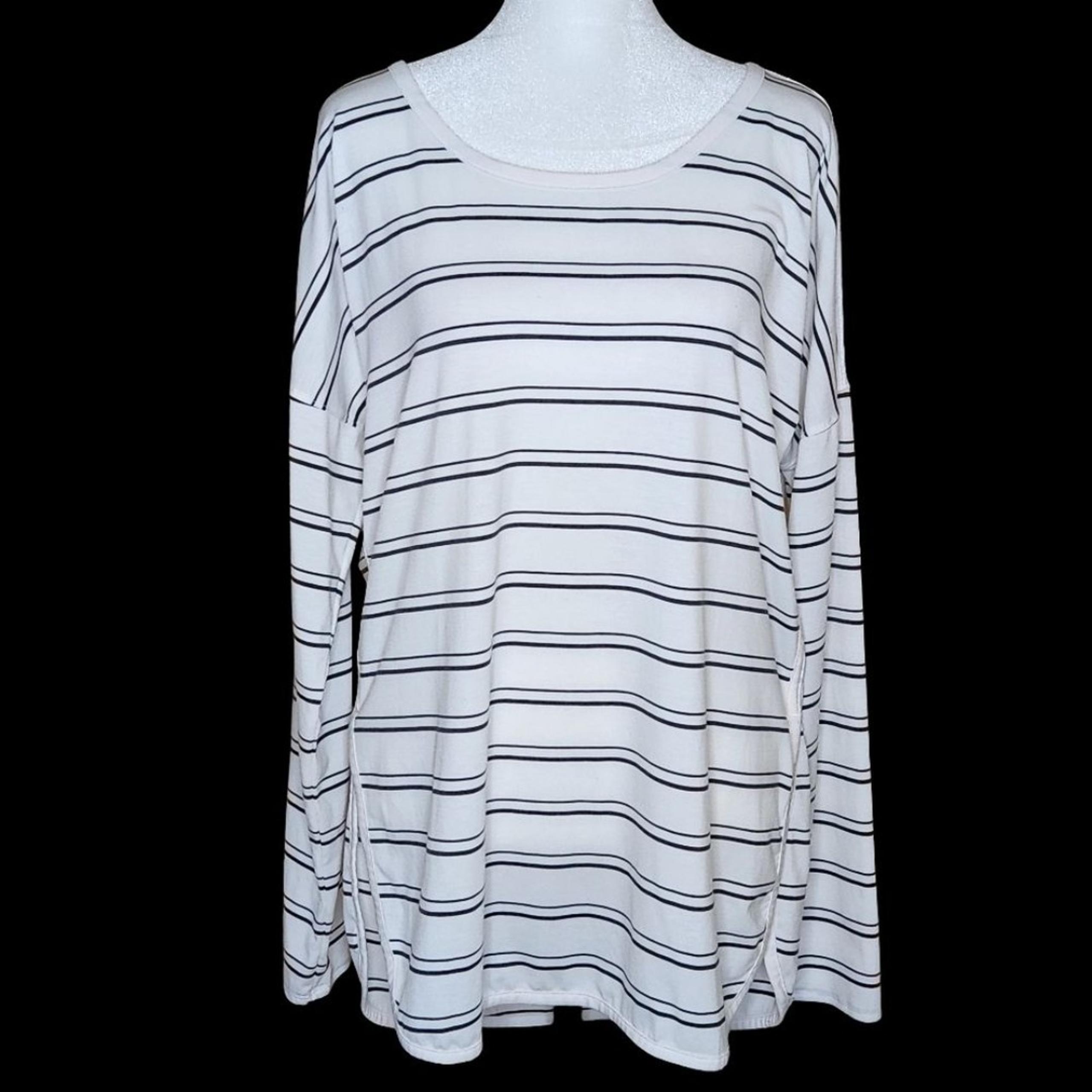 Exofficio Insect Shield Long Sleeve Shirt White Black Stripes Women's Size Large