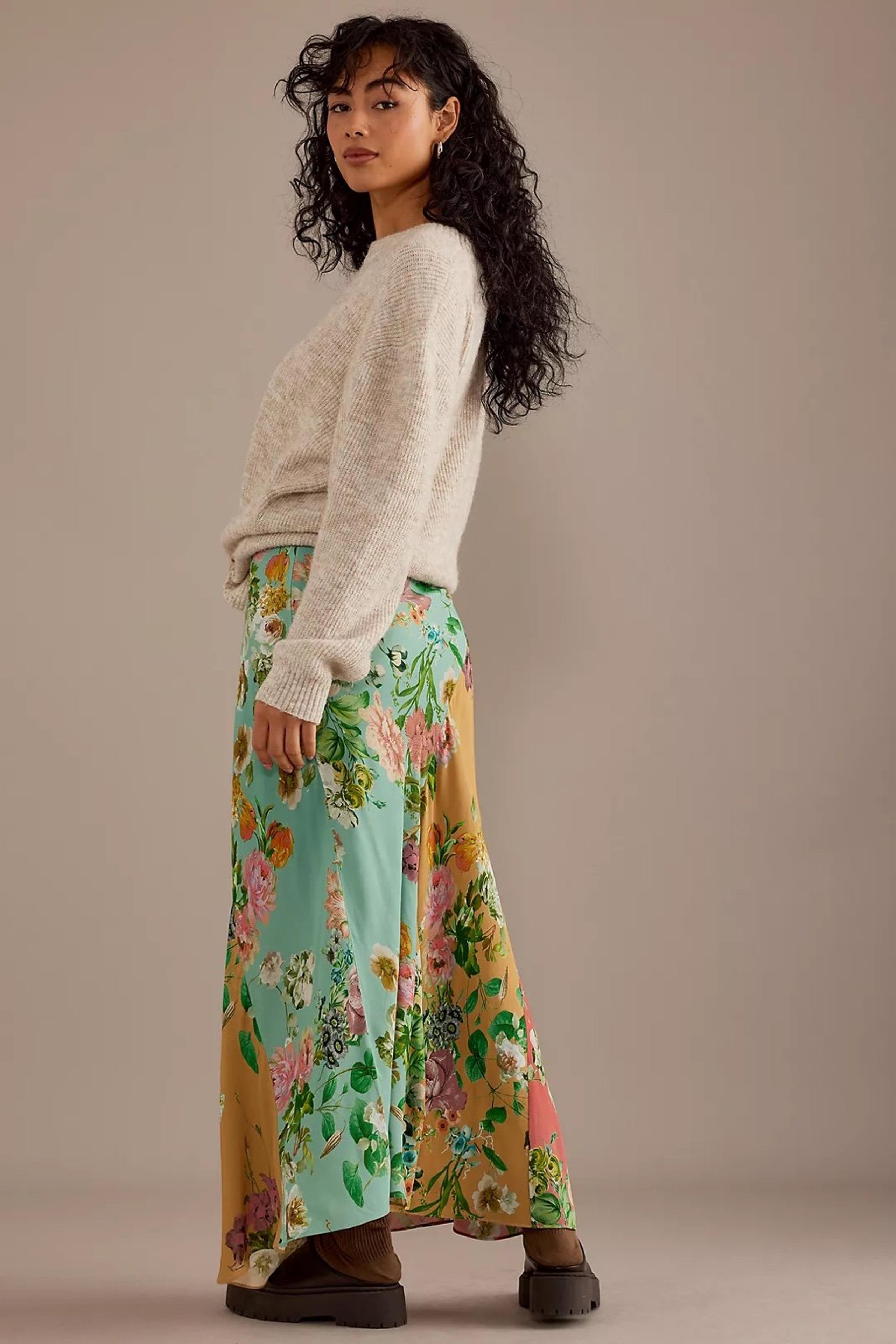 Anthropologie Kachel Floral Maxi Slip Skirt NWOT Women Size 18W Casual Romantic