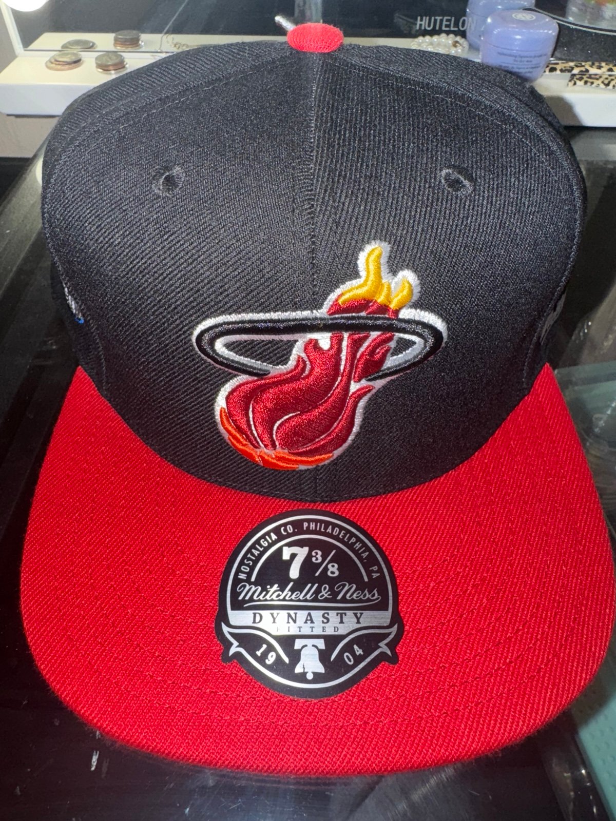 Mitchell & Ness NBA Miami Heat HWC Coast 2 Coast Fitted Hat/Cap, New, 7 3/8