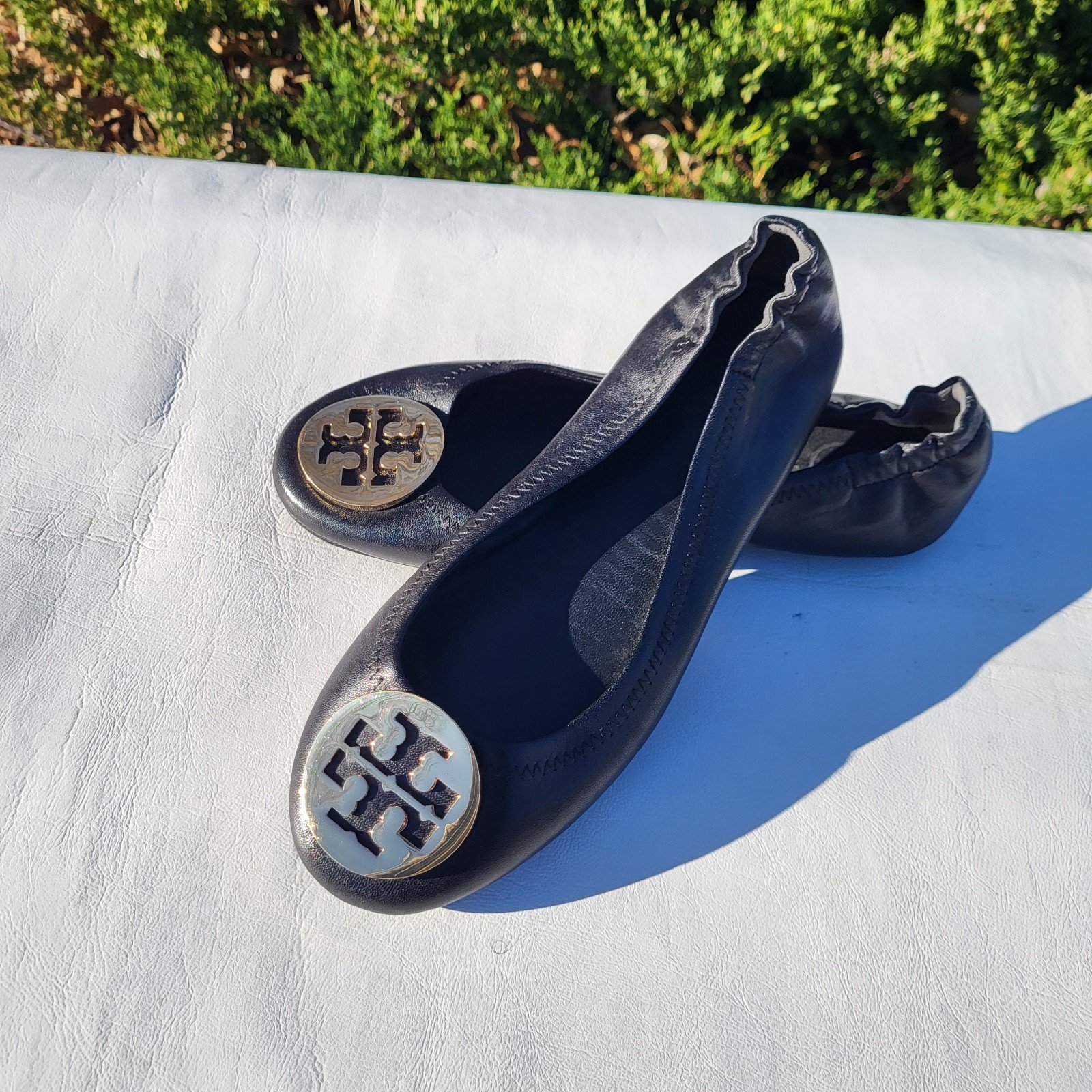 Tory Burch Black Leather Ballerina Flat