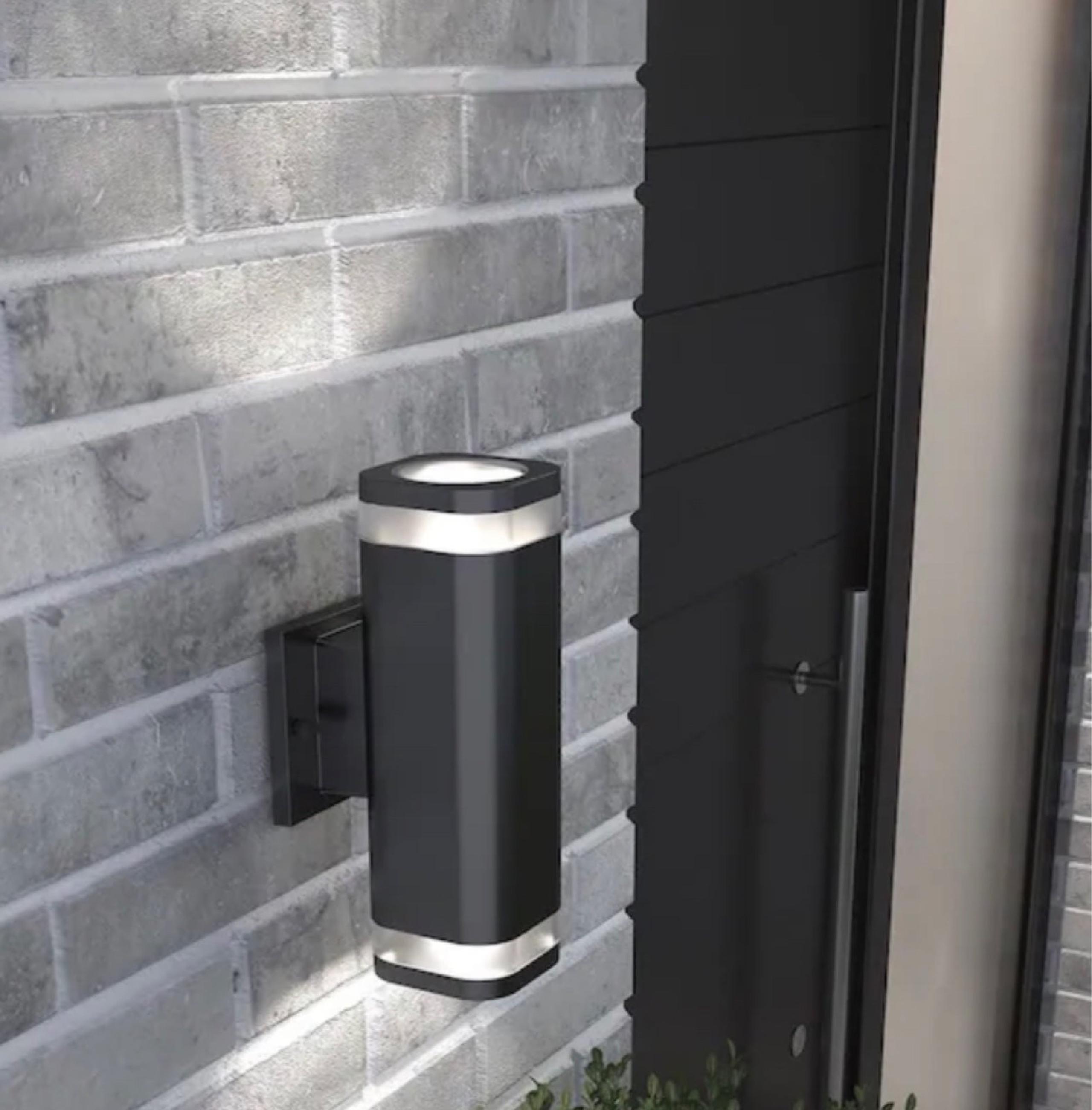 Mettle Cylinder Black Modern Integrated LED Outdoor Wall Lantern