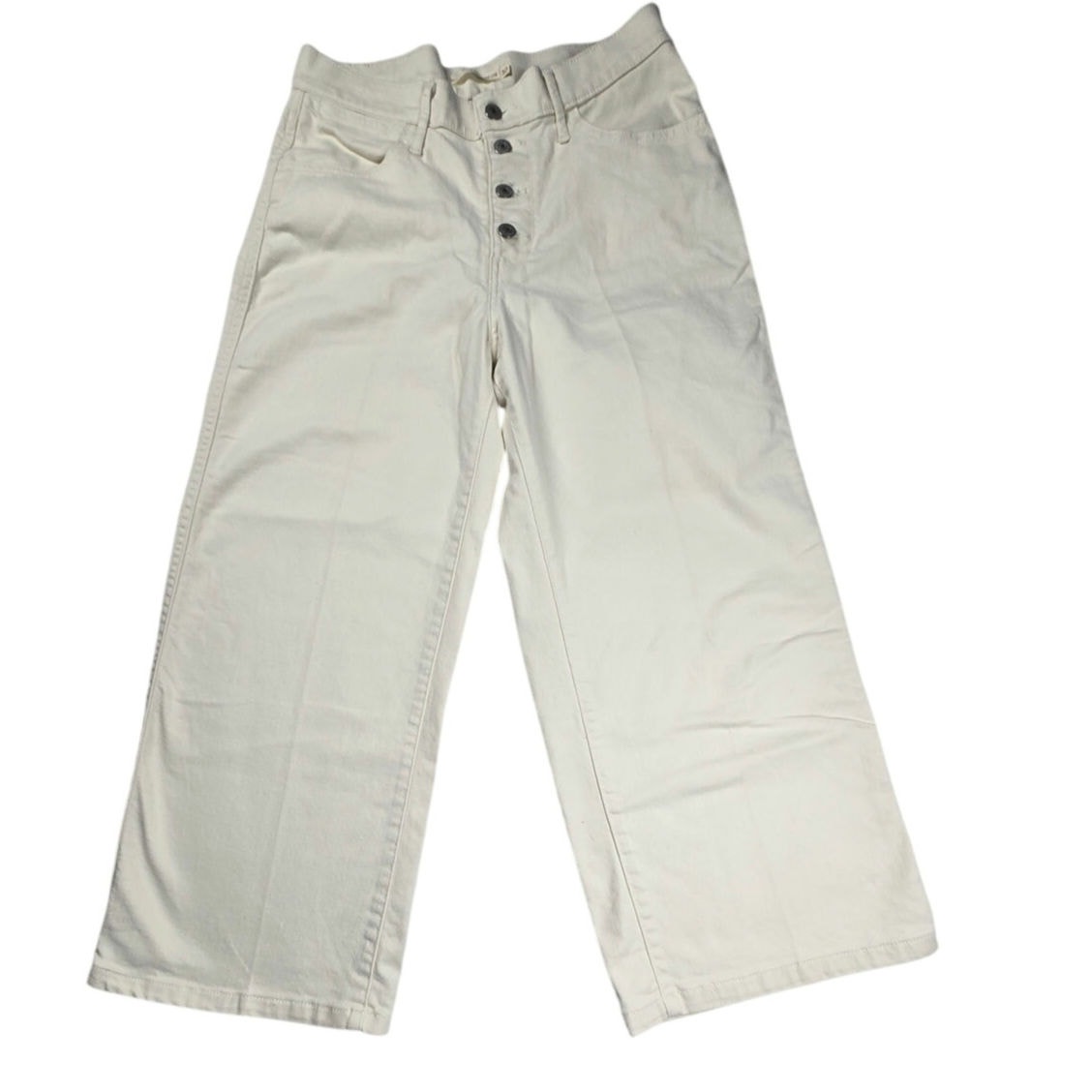 Levi's Jeans Women Mile High Cropped Wide Leg Button Fly Ivory Tag 30 (30x24)