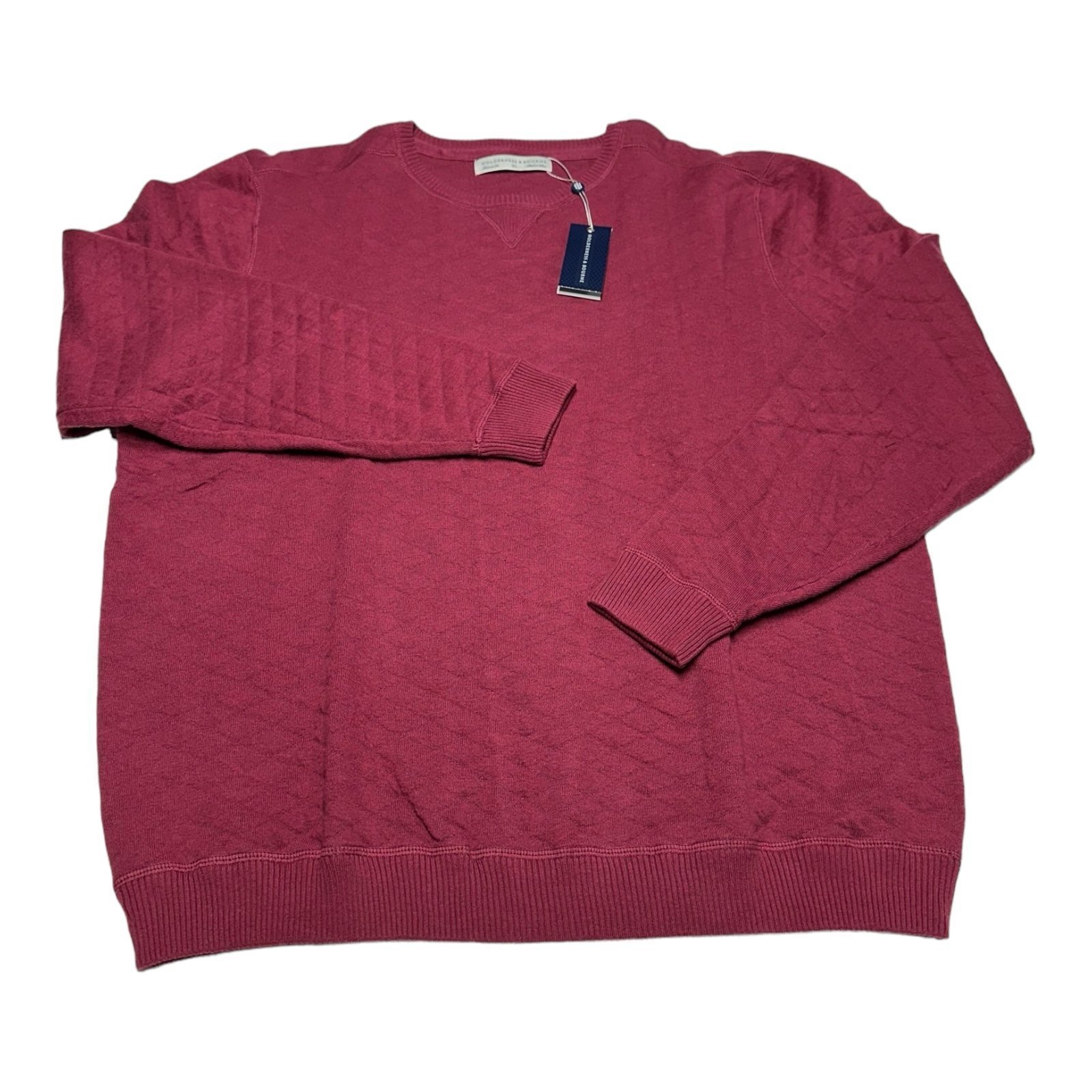 Holderness & Bourne Ward Sweater Mens XL Claret Textured Diamond Jacquard Knit