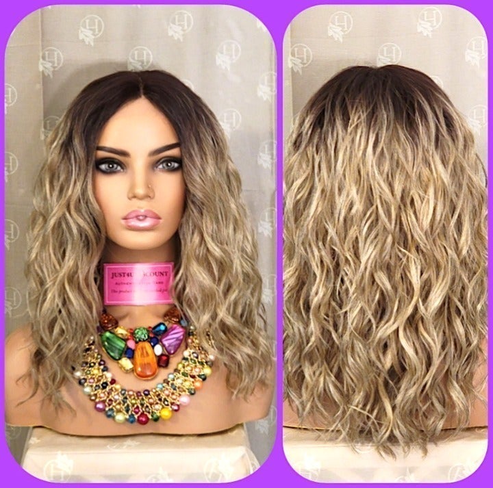 wavy ombre ash blonde lace front wig