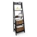 Solid Wood 5 Shelf Ladder Bookcase - Black-fsa4