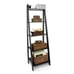 Solid Wood 5 Shelf Ladder Bookcase - Black-fsa4