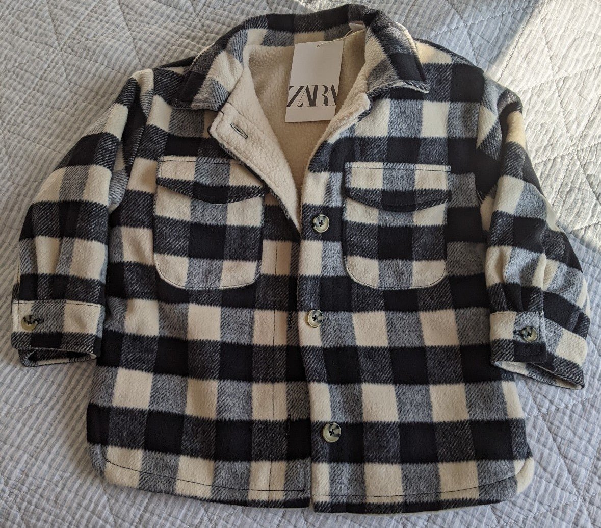 Zara kids plaid check coat Size 5t